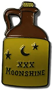 GBJUK Moonshine hembrygga kanna emalj pin emblem med fjärilsspänne på baksidan, Metall