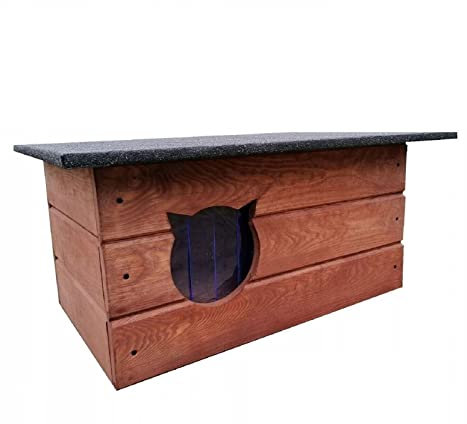 Katzenhaus 70x40 cm Katzenhütte Vorkammer draußen Outdoor Winterfest isoliert aus Holz 8582