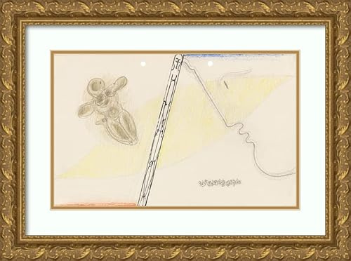 ArtDirect Oskar Schlemmer 18x13 Gold Ornate Frame and Double Matted Museum Art Print Titled - Trade Design for Haus Dieter Keller (Dead Intermediate Floating and Profile) (1940)