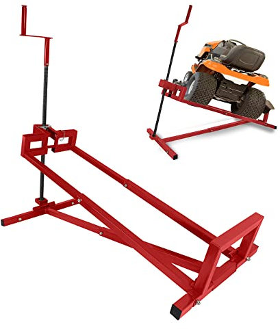 LARS360 Tractor cortacésped dispositivo de elevación, cortacésped Jack para elevador, elevador, cortacésped, capacidad de carga máxima: 400 kg, inclinación ajustable de 45°, color rojo