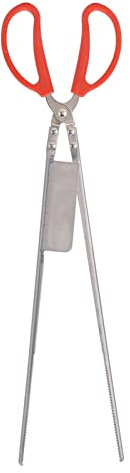 HERCHR Pinze a Forbice Lunghe, Pinze a Forbice Addensate con Punta a Fessura in Acciaio Inossidabile da 51 Cm con Manici in Plastica Antiscivolo per Barbecue di Pesce Granchio(Testa Dritta)