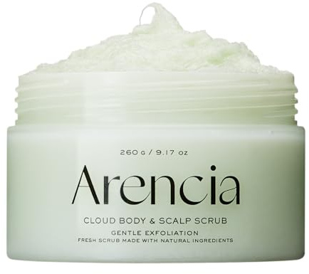 ARENCIA - Scrub corpo e cuoio capelluto con sale marino Fresh Cloud di Arencia (verde): esfoliante, rimozione delle imperfezioni per una pelle liscia e setosa