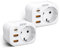 LENCENT 2X Enchufes USB 4000W, Cargador USB C con Carga Rápida QC3.0+PD20W, Cargador con 1 Toma de CA & 3 Puertos USB, Cargador para Móvil, Tableta, Adecuedo para Familia, Cocina y Oficina