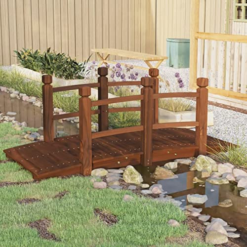 Homgoday Pont de Jardin en Bois Massif - Sécurité et Charme Rustique pour Votre Espace Extérieur - 150x67x56 cm