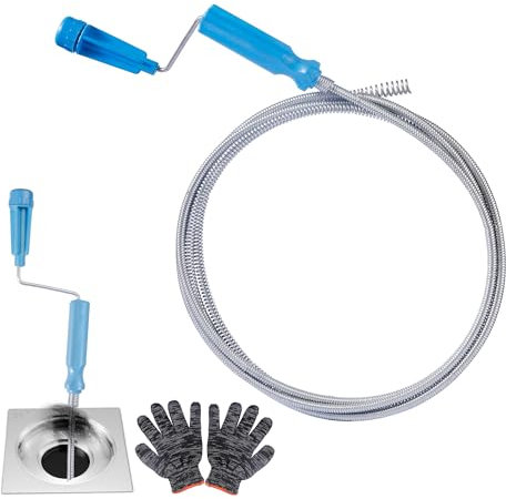 WUFANC Sonda Sturatubi, Molla Sturatubi Ø 6 mm x 1.5 m, Stura Lavandini Con Spirale Di Pulizia, Per Intasamenti Ostinati, Stura Tubi Di Scarico Adatto Per La Pulizia Degli Scarichi Di Wc, Lavandini