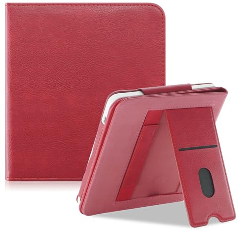 TOPCASE Stander-fodral kompatibelt med Boox Tablet Go Color 7 ePaper E Ink 7 tum e-bok smart fodral med handrem kortplats och automatisk vila/vakna, röd