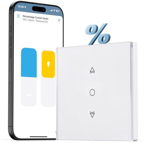 Maxcio Interruttore per tapparelle WiFi Connected, Interruttore per tende Compatibile con HomeKit, Alexa e Google Home, Controllo percentuale, Controllo remoto e Controllo vocale