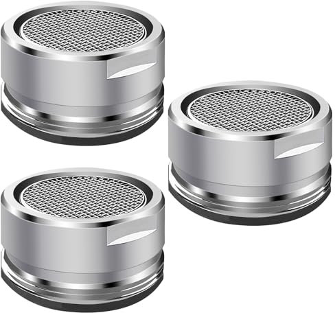 3 Stück Wasserhansip – Strahlregler M24 – Wasserhahn Sieb – Mischdüse mit Edelstahlfilter inkl – Metallisch Außengewinde Wasserhahn Ersatzteil mit Dichtung（24mm Außengewinde）