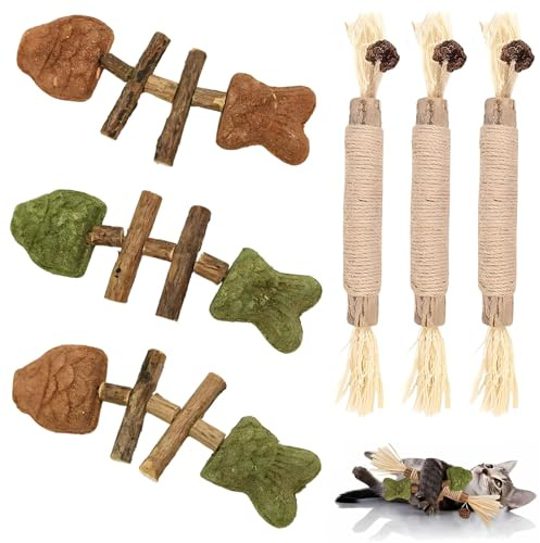 DBAILY 6 Pcs Cat Chew Sticks, Silvervine for Cats, Cat nip Toys Cats
