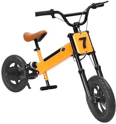 jiumxliu Laufrad 2 in 1 Kinderlaufrad für Kinder ab 5 Jahre Elektrlaufrad mit Verstellbarem Sitz Kinder Elektro Laufrad mit Bremse, Pedal, Trainingstheorie in Orange