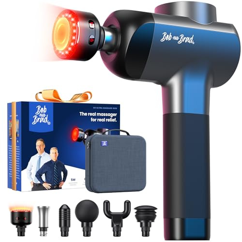 BOB AND BRAD X6 Ultra Pistola Massaggiante Professionale Portatile con Calore & Terapia LED Rossa – Massaggiatore Muscolare a Percussione per Atleti