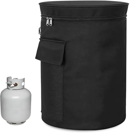 GBKDQQ Skydd för gasflaska, 11 kg gasflaskor-helskydd i 600D Oxfordtyg, vattentät vindtät UV-resistent gasflaskfodral med dragband och sidoficka för propangasflaska, 33 x 66 cm