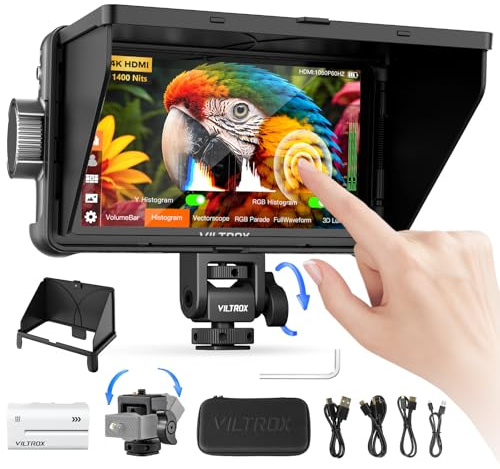 VILTROX DC-550 Pro II Camera Field Monitor External 4K Cámara HDMI 5.5 Pulgadas Batería Incluida Compatible Control Cámara 1400nit 3D LUT IPS 1920x1080 Cámaras DSLR Sony Canon Nikon(Upgrade DC-550Pro)