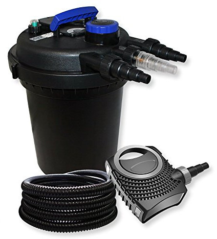 Set per laghetti da 10000l Filtro a pressione Chiarificatore UVC 11W Pompa 70W Tubo 25m