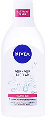 NIVEA Micellair Skin Breathe Agua Micelar Piel Seca/Sensible, Agua Micelar Desmaquillante, Limpieza Facial, Desmaquillador De Ojos, Rostro Y Labios – 400 ml
