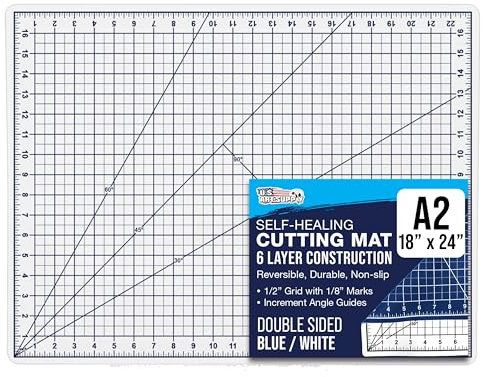 U.S. Art Supply Schneidematte, 45.7 x 61 cm, weiß/blau, selbstheilend, 6-lagig, doppelseitig, strapazierfähig, rutschfest, PVC, Quilten, Nähen und alle Kunst- und Handwerksprojekte 18 x 24