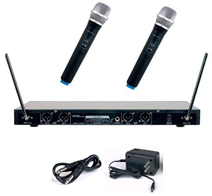 VocoPro, 4 Sistema microfonico professionale Quad VHF, XLR, nero, VHF4000-2 (VHF-4000-2)