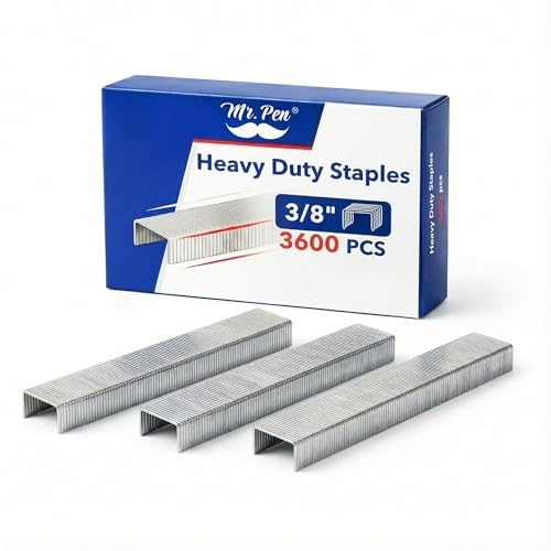 Mr. Pen- Heavy Duty Staples Office Supply, 3600 pcs Staples for Stapler, 60 Sheet Staple, 3/8 inch Length, Office Staple, Galvanized Rust-Resistant for School, Home, Documents