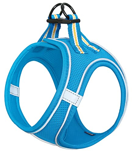 HEELE Harnais pour Chien Harnais en Maille Souple Réfléchissant Respirant Réglable Petit Chien Harnais pour Chiot pour Voyage Quotidien et Marche de Nuit, Bleu Ciel, XS