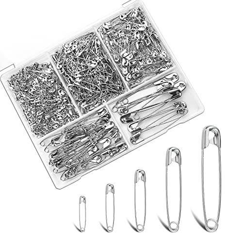 450 Pezzi Spille da Balia, 5 Diverse Dimensioni Metallo Spille di Sicurezza, Resistente Acciaio Nichelato Spille da Balia per Cucito Artigianale,Creazione di Gioielli,Casa e Ufficio(19,28,32,45,54mm)