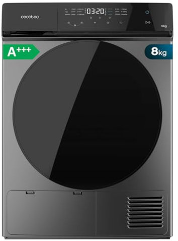 Cecotec Secadora de Ropa Bomba de Calor 9kg Bolero DressCode Dry 9400 Steel A+++. 600W, Bajo Consumo, Full Touch, Plancha Fácil, 15 Programas, Secado Automático y Tambor de Acero Inoxidable