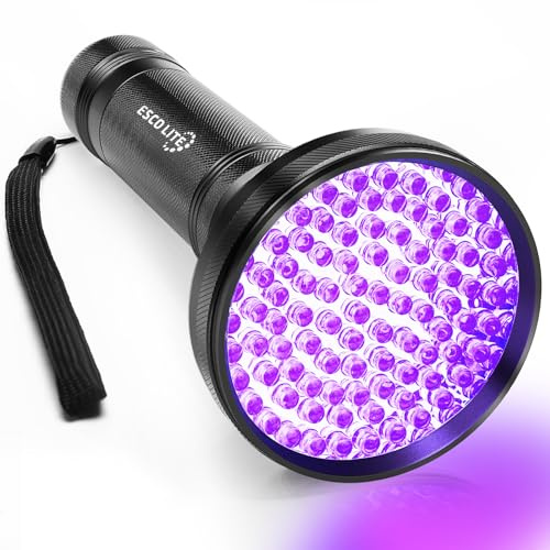 ESCO LITE Black Light UV Flashlight, 100 LED Black Light for Pet Urine Detection,Ultraviolet Flashlights for Dog Urine, Scorpions,Dry Stains and Bed Bug