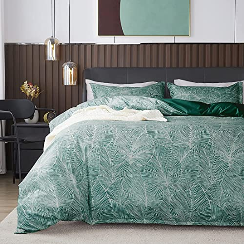 Bettwäsche 200x200 Grün Blätter Wende Bettwäsche-Sets 2 Kissenbezug 80x80