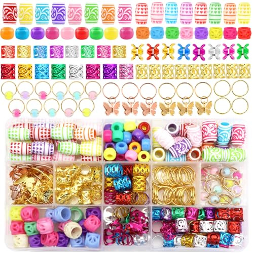VENOFEN 247PCS Hair Jewelry for Braids Colorful Loc Dreadlock Beads