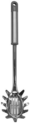 Fackelmann Mode Cucchiaio per spaghetti, pinza per spaghetti, con anello per appenderlo, in acciaio inossidabile, 33,5 x 8 x 6 cm, grigio e argento