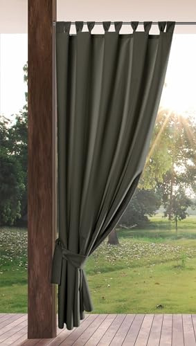 Eurofirany Garden Outdoorvorhäng mit Schlaufenschal- 1 STK. Abnehmbaren Schlaufen, Sonnenschutz Sichtschutz Winddicht Wasserdicht Vorhäng für Pavillon Terrasse Pergola, 155x200 cm, Grafit