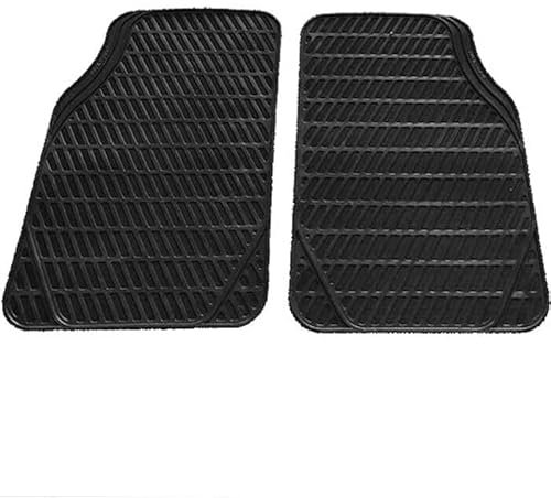 Tappetini Auto in Gomma, Universali, Modello Carrera, per Abitacolo, Anteriori Lato Guida e Passeggero, Antiscivolo, Set 2 Pezzi, Nero Protegge dallo Sporco, Protezione Totale