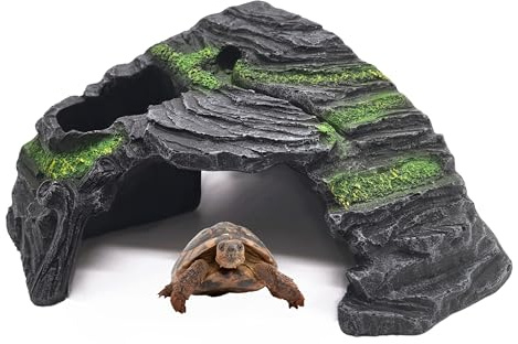 M2cbridge Reptile Hideout Cave Resin Rock Hides Terrarium Habitat Decor(Floating Island)
