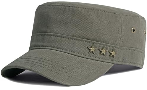 BABAHU Men's Cotton Military Caps Cadet Army Caps Unique Design (UK, Alpha, One Size, A-Army Green)