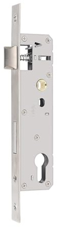 QUSLLIS Serratura da Incasso per Porta Tubolare in Acciaio Inox 92x35mm, Serratura per Cancello Da Giardino, Entrata 92mm Scrocco 35mm, Inserto Serratura per Sinistra/Destra, per Cancelli
