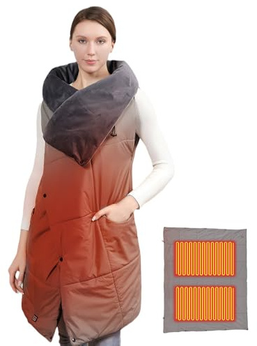 Coperta elettrica senza fili, Coperte in Cotone Imbottite con Ricarica USB, Coperta elettrica indossabile con 3 Livelli di Temperatura e 8 zone di riscaldamento per casa, ufficio, viaggi