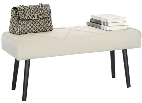 HOMCOM Taburete Pie de Cama Multifuncional, Banco Pie de Cama Moderno, Banco Dormitorio con Asiento Acolchado y Patas de Acero, Carga 120 kg, para Entrada, Pasillo, Salón, 100x36x45 cm, Blanco Crema