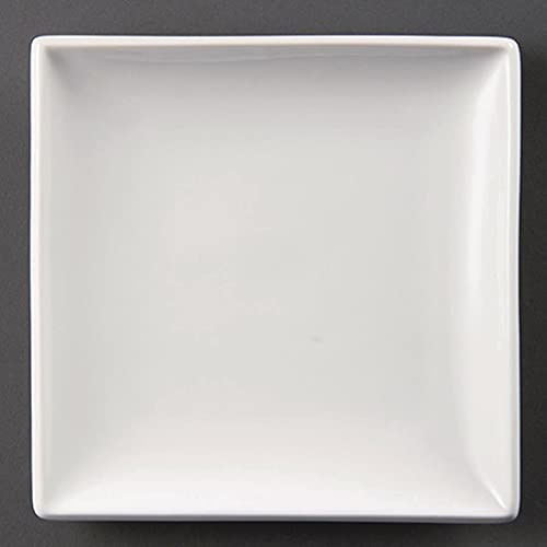 Olympia Whiteware Assiettes carrées 295 mm (lot de 6), porcelaine blanche, passe au four, au micro-ondes, au lave-vaisselle et au congélateur, U156