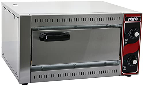 SARO Pizzaofen für 1 Pizza bis Ø 33 cm – Mit Schamottstein – Tischmodell – Ober-/Unterhitze regelbar – Edelstahlgehäuse – 300 °C – 2,5 kW – Modell PALERMO 1
