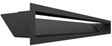 KRATKI Lüftungsgitter Luft | Warmluftgitter 9 x 80 cm | Schwarz | Abluftgitter für Kamin Belüftung | Lufteinlass in einem Winkel von 45 Grad | überhitzungbeständig | Ideal für Moderne Innenräumen