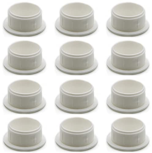Enkotrade 12 Stück Abdeckstopfen in Weiss | 18x15 | Bohrloch Ø 15mm, Rohrabdeckung aus hochwertigem Polyethylen, Kunststoffkappen, Abdeckkappe, Stopfen, Blindstopfen, Verschlusskappe