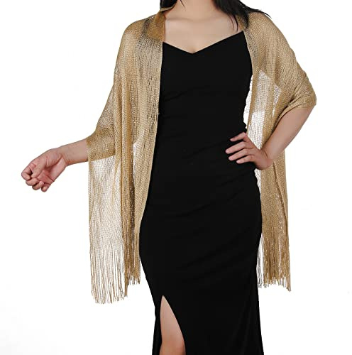 Châles métalliques étincelants pour femme avec clip pour écharpe, écharpe métallique pour mariage, soirée, robe formelle