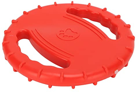 Disque Volant en Caoutchouc Naturel pour Chien, Design Creux Double Face Rouge, Jouet d'Entraînement Interactif et Anti-Stress pour Grands Chiens, Résistant aux Morsures et Flott