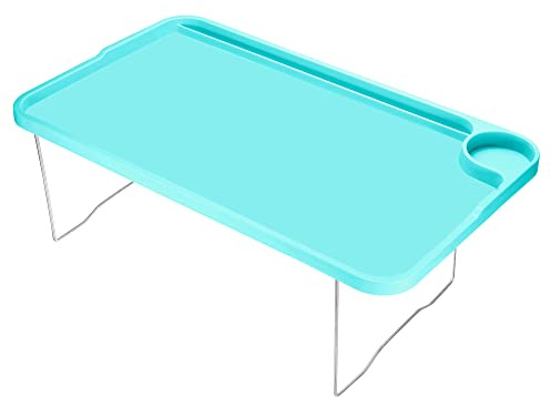 PATIKIL Breakfast Tray Table, Bed Trays with Folding Legs Reusable Serving Platter Laptop Snack Desk for Eating, Blue