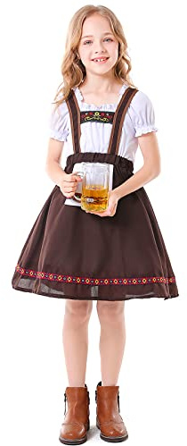 RABISS Kids Girls Oktoberfest Costume Halloween Beer Maid Costumes Traditional Bavarian German Dirndl Dress Carnival Costumes