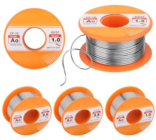 Lot de 4 Fil de Soudure,Étain a Souder,Fil à souder,Soudure Douce,pour réparation de soudage,(0.6/0.8/1/1.2 mm)