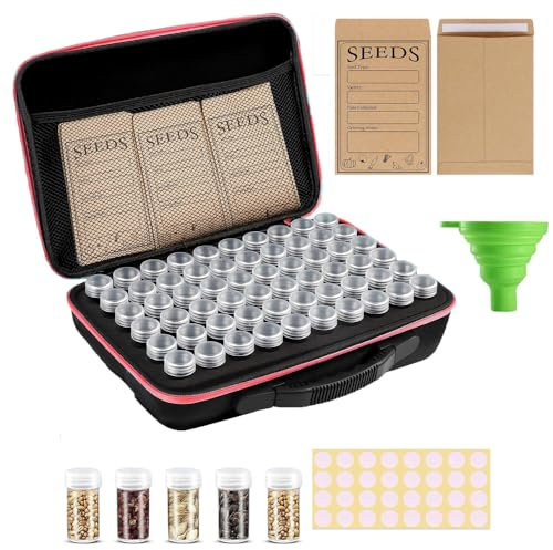 60 Slot Contenitore per Semi, Organizer per Perline, Organizzatore per la Conservazione dei Semi,contenitore per semi per piantare con borsa e adesivi, perline, accessori artigianali