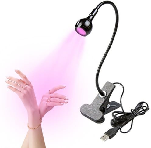 lampe uv sèche ongles 3W, lampe USB ajustable et clip, Noir
