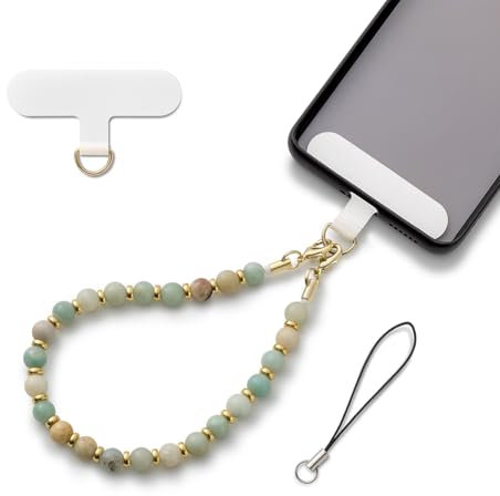 AOKSUNOVA Handykette Perlen Handyanhänger Kurz Handyband Handyschmuck Handschlaufe Handy Universal