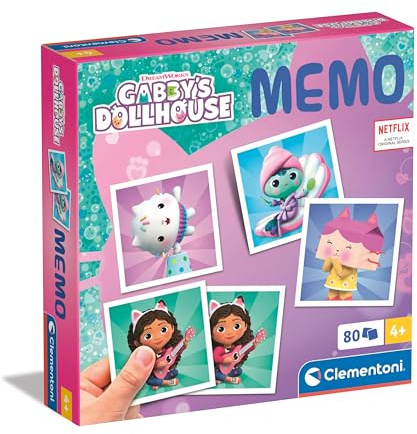 Clementoni - 18300 - Memo Gabby's Dollhouse - Gioco Di Memoria E Associazione, Carte Da Accoppiare, Gioco Educativo Bambini 3 Anni, Gioco Di Carte, Gioco Da Tavolo Bambini, Made In Italy