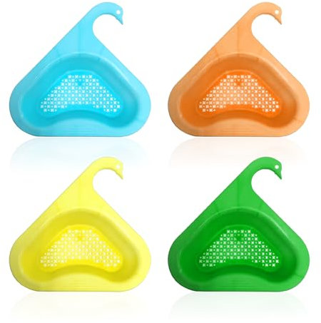 4 cesti di scarico triangolari, cestello di scarico multifunzione, scolapiatti per lavello, forniture per cucina, cestino di scarico colorato, adatto per casa, ristorante, scuola (4 colori)